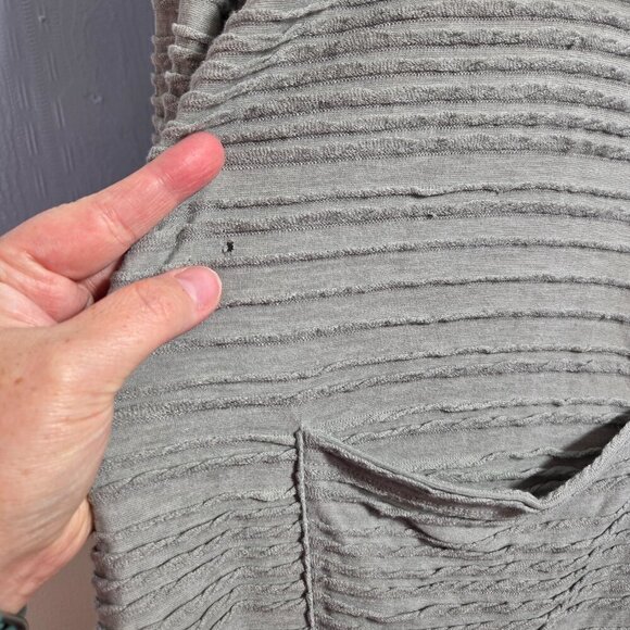 Lularoe Medium Gray Textured Striped Longsleeve Maxi Duster Cardigan (Flaw) - Picture 5 of 11